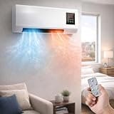 2-in-1 Mini Wall Air Conditioner & Heater, 110v Smart Portable Ac Heater Combo with Remote Control, Timer for Bathroom, Rv, Home Office, Red White