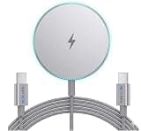 2Pack Magnetic Wireless Charger,15W Charger, Wireless Charging Pad, Fast Charger for 7/16/15/14/13/12 Pro Max Plus Mini and Airpods 3/2/ Pro 2 (Silver)
