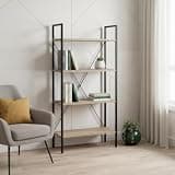HomeRoots 489798 48 x 23.75 x 12 in. Taupe Metal Four-Tier Etagere Bookcase