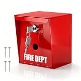 Fire Box for Fire Department Lock for Keys, Weather Resistant Emergency Box with Keys for Home, Heavy Duty Steel Knox Box Fire Key Box for Outside, Wall Mounted First Responders Key Lock Box, Red