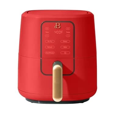 B 3 Qt Air Fryer with TurboCrisp Technology, EverGood Ceramic Nonstick Coating, Tomato Red by Drew Barrymore