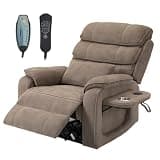 Power Lift Recliner Chair with Massage Heating Extended Footrest Lay Flat Velvet Electric Recliner Chair with USB Ports Lumbar Pillow for Adults Elderly Living Room
