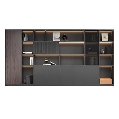 Modern Office File Cabinet with Large Storage Capacity, Wooden Storage Cabinet for Office Documents, Freestanding Filing Cabinet with Organized Compartments for Home & Business Use (F, L 320cm/125in)