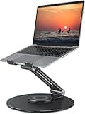 OMOTON Adjustable Laptop Stand with 360 Rotating Base, Ergonomic Laptop Riser for Collaborative Work, Dual Rotary Shaft Fully Foldable for Easy Storage, Fits All Laptops up to 16 inches, Black