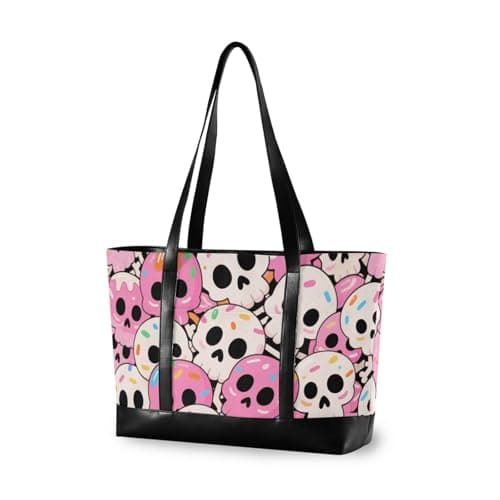 Cute Cartoon Skull Colorful Happy Halloween professional work bags for women with zipper bags for women tote professional for university with tablet bolso de trabajo para mujer