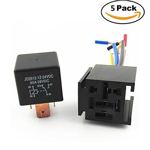 Shenlang Car 5-Pin Relay Socket Plug Harness Wiring Wire 80A 12V On/Off SPDT for Automotive Van Truck Bus Boat
