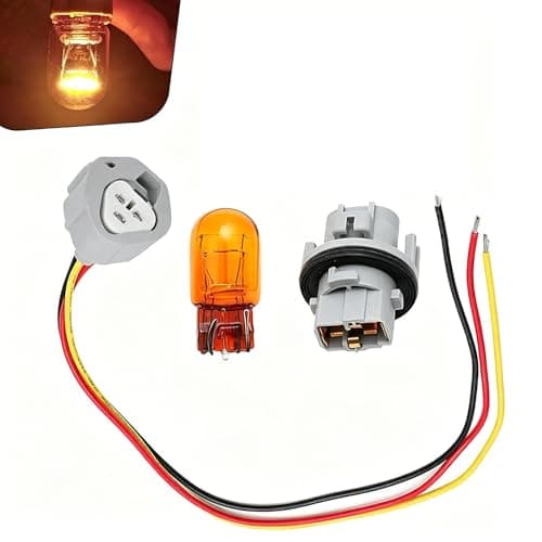 AurLunUs 1 Set Turn Signal Light Bulb Socket Wiring Harness Set, Amber Dual Filament Bulb & Holder, Car Lighting Bulb, Replacement for 26243-5HA0A, Compatible with Nissan Rogue Altima Pathfinder