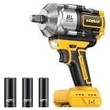 AIDERAR 20V Cordless Impact Wrench for DeWalt Battery, 1500Nm (1106 Ft-Lbs) 1/2" Brushless Impact Gun, 3-Speed High Torque Power Tool for Tire Removal, Rusted Bolts, Heavy Equipment(No Battery)