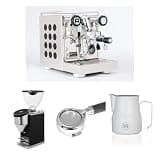 Rocket Espresso Appartamento 2.0 Espresso Machine (Black) Bundle w/Faustino 3.1 Grinder (Black), 58mm Bottomless Portafilter & 12oz Frothing Pitcher (Matte White)