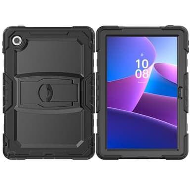 for Lenovo Tab 10.1(TB-311XU) /K10C TB311FU 2025 Case,Heavy Duty Rugged [Kickstand] [Shoulder Strap] Tablet Case Drop Proof with Hand Strap Stand Protector Pencil Holder(Black)
