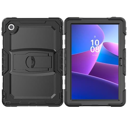 for Lenovo Tab 10.1(TB-311XU) /K10C TB311FU 2025 Case,Heavy Duty Rugged [Kickstand] [Shoulder Strap] Tablet Case Drop Proof with Hand Strap Stand Protector Pencil Holder(Black)