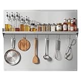 VEVOR 36" x 30" Stainless Steel Backsplash for Stove, Ultra Flat Splatter Guard with Storage Shelf & Hanging Rack, Wall Shield Range Hood Panel, Easy Clean, Pre-Drilled Holes for Easy Installation