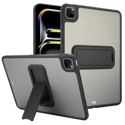 HUOLUNGJIN Clear Protective Case with Kickstand Compatible with iPad Pro 12.9-Inch (2022/2021/2020/2018), Slim Flexible TPU Cover, Transparent, Shockproof Shell (Black)