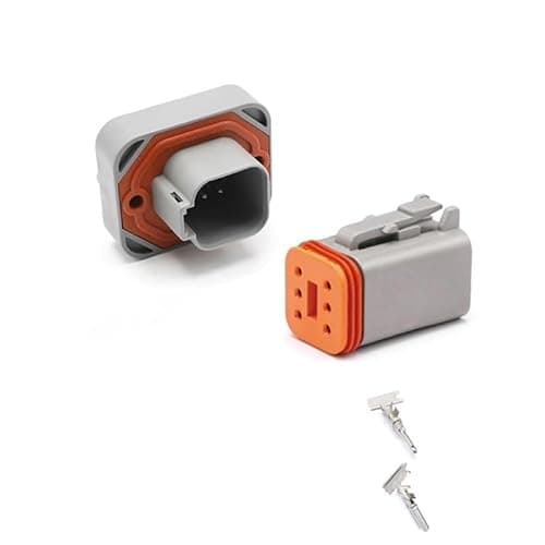 DT15 PCB Straight Solder Panel End Socket 2/4/6/8/12 Pin Automotive Connector DT06-6S(6P (Male Female),5 Sets)