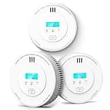 2-in-1 Indoor Monitor Combo, Test & Mute Control, 10-Year No-Sealed Battery, Wall-Mounted Unit for Household (3 Pack)