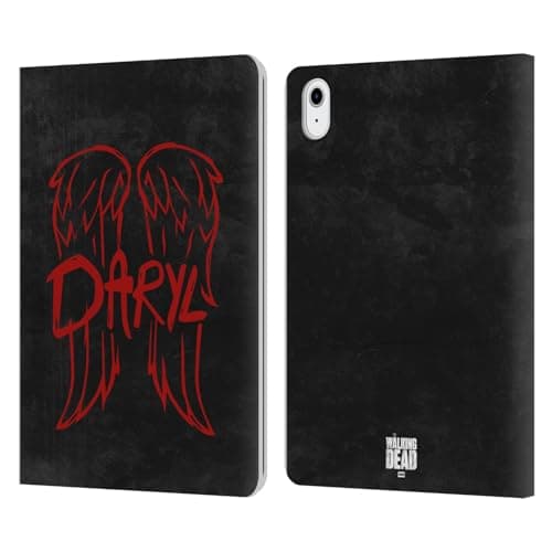 Head Case Designs Officially Licensed AMC The Walking Dead Wings Logo Daryl Dixon Iconic Leather Wallet Case Compatible with Apple iPad Air 11 2020/2022/2024/2025