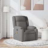 KHNLGFR Manual Recliner Chair with 6 Massage Points and Side Pocket, Dark Gray Fabric Vibration Massage Chair, 135-Degree Tilt Manual Reclining for Living Room