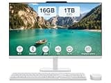 WOWPC Customized All in One Desktop, Intel Ultra-Fast Quad-Core CPU| 24'' Full HD Display| 16GB RAM, 1TB SSD| Wi-Fi 6| Bluetooth| USB, Ethernet Port| Windows 11 | HDMI Out| Wireless Keyboard & Mouse