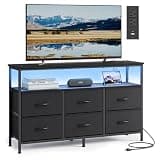 SONGMICS BELLAH Collection - Dresser for Bedroom, Chest of Drawers, TV Stand for TVs Up to 55 Inches, Living Room, Closet, 6 Drawers and 1 Shelf, Modern, Ink Black ULGS833BH02S
