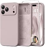 GolbinBox Magnetic for iPhone 17 Pro Case, Compatible with MagSafe, [Full Camera Protection] [Screen Protector], Silicone Shockproof Phone Cover with Anti-Scratch Microfiber Lining, Light Taro