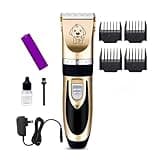 DUYHBAWRS Pet Clippers, Professional Cordless Low Noise Rechargeable Grooming Trimmer Hair Electric Shaver Kit with 4 Comb(D)
