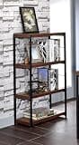 BIGTO Bookcase 24.5"*11.5"*43.5", 3-Shelf Wood&Metal Bookshelf Black&Brown Home Furniture