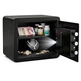 0.8 Cu Ft Home Safe, Electronic Keypad Money Safe, Anti-Theft Steel, Removable Shelf, Auto LED & Soft Lining, 4-Way Access & Alarm, Wall/Floor Mount, for Cash, Jewelry, Documents – Bedroom, RV, Home