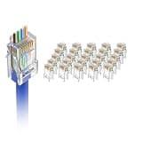 VCE Cat6 RJ45 Pass Through Connectors, Gold Plated 8P8C, UL Listed, 25Pcs