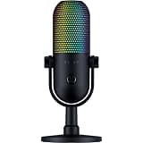 Razer Seiren V3 Chroma RGB USB Microphone: Stream & Game Reactive Lighting - Tap-to-Mute Sensor - Condenser Mic - Digital Gain Limiter & Shock Absorber - PC, Discord, OBS Studio, XSplit - Black