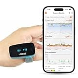LOOKEE O2-Tracker Ring Continuous Pulse Oximeter - Wearable Oxygen Monitor with Vibration Reminder for Low O2 - Rechargeable Blood Oxygen Saturation SpO2 Meter - Free APP with Reports
