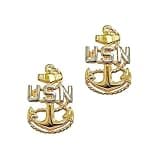 U.S. Navy E7 Chief Petty Officer Pin-On Collar Device Brite (PAIR)