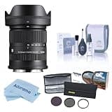 18-50mm f/2.8 DC DN Contemporary Lens for L Mount, Bundle with 55mm Essential Filter Kit, Cleaning Kit and Cleaning Cloth