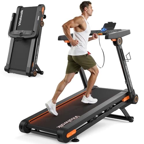 Vitalwalk Foldable Treadmill with Auto Incline, Commercial 49"x18" Wide Running Belt, 10MPH, 3.5HP Brushless, Walking Pad Treadmill for Home, Auto Folding, No Installation, 350LBS Capacity, APP, 25%