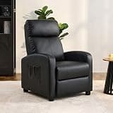 zzlay Leather Recliner Chair for Living Room, Modern Adjustable Home Theater Seating Single Sofa with Adjustable Backrest & Padded Armrests, Manual Push Back Armchair for Small Spaces,Black