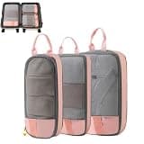 6-Piece Expandable Space-Saving Packing Cubes, Travel Compression Luggage Organizer Bags with Shoe Bag and Laundry Pouch, Suitcase Storage for Clothing, Vacation, Camping, Cruise (Pink,3Pcs)