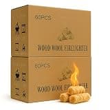 SUNLIFER 120 PCS Fire Starter – Natural Wax & Sawdust Wood Igniters for Grill, Fireplace, Camping Accessories, BBQ, and Cooking – All-Weather, 10 Min Burn
