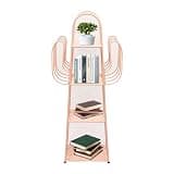 lxrnqcey 4-Tier Ladder Bookshelves Freestanding, Pink Iron Cactus Bookcase Storage Organizer, Small Space Creative Book Storage Shelf Organizer, Industrial Bookcase for Home Office