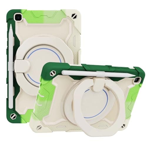 IVY Handheld Rotating Ring Bracket Armour Silicone Case for Samsung Galaxy Tab A 8.0 (2019) SM-T290 / T295 / T297 Tablet - [Shoulder Strap][Angle Adjustment] - Colorful Green