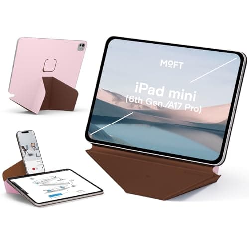 MOFT Dynamic Folio Tablet Stand for Desk Compatible with iPad mini A17 Pro 2024 & iPad mini 6th A15 2021, Slim Magnetic Tablet Holder Case with 20+ Viewing Angles, Light Pink