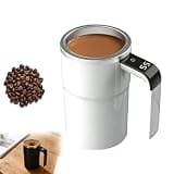 Electric Self-Stirring Mug with Magnetic Stirring, Temperature Display, USB Rechargeable, Spill-Resistant Lid, Stainless Steel, 380ML, Portable for Coffee & Tea