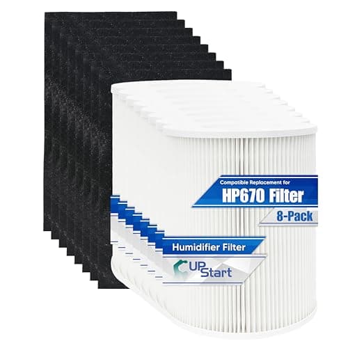 8-Pack H-HF670-VP Filter & Pre-Filters Set for Hunter HP670 HEPA Air Purifier Replacement Filters - Compatible with Hunter HP670 Filter Model Activated Carbon Pre Filter H-HF670 HF670 Prefilter Parts