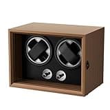 Beolisave Double Watch Winder for Automatic Watches, Wooden Automatic Watch Box with Dual Independent Control, Ultra-Quiet Sleeping Motor, Soft Pillow & Blue LED, Gift for Men & Watch Lovers