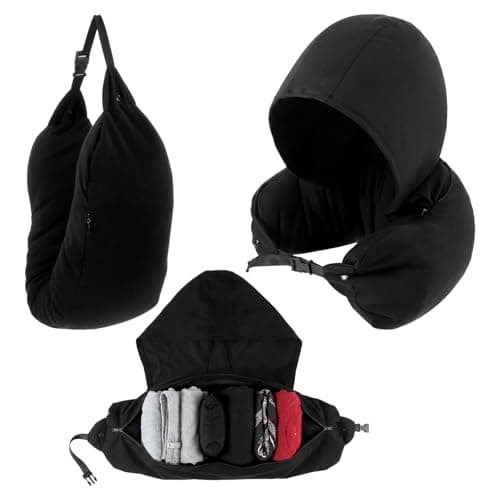 Stuffable Travel Neck Pillow Cotton Stuffable Neck Pillow for Traveling Adjustable Fillable Pillows for Extra Luggage Sleeping Stuffed with Clothes Portable Travel Essentials Airplane Multifunctional