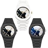 dayutech 3 Pack Watches for Men Quartz Black Sports Minimalist Ultra-Thin Military Jelly Dress Classic Business Wrist Watches Wholesales Assorted Set (Shell Style Black White)
