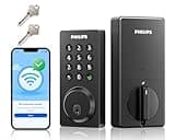 Philips Smart Lock, Smart Door Lock Built-in WiFi, App Remote Control, Keyless Entry Door Lock for Front Door, Deadbolt Lock Auto Lock, Support Alexa & Google, IP54 Waterproof, Black