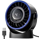 SWEETFULL USB Small Desk Fan - 5 Inch Mini Personal Desktop Fan, 4 Speeds Cooling Strong Airflow, 360° Adjustable Tilt, Quiet Portable Table Fans for Bedroom, Home, Office, Travel & Cruise, Black