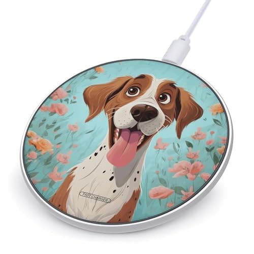 Funny Dog Wireless Charging Pad with USB Cable 10W Magnetic Wireless Charger Fast Charging Pad Portable Slim Charger Puck Lightweight Travel Chargings Station