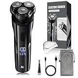 ABGAB Electric Rechargeable Shaver for Men,Wet & Dry Electric Razor, IPX7 Waterproof Rotary Shaver for Men,4D Floating Head, LED Display,Type-C, Travel-Friendly,Cloudy Grey