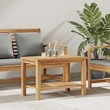 KLGBNCVE Modern Outdoor Coffee Table 27.56 x 15.75 x 17.72 in Brown Solid Teak Wood with Storage Compartment