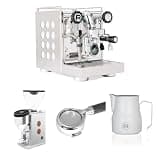 Rocket Espresso Appartamento 2.0 Espresso Machine (White) Bundle with Faustino 3.1 Grinder (Copper), 58mm Bottomless Portafilter & 12oz Frothing Pitcher (Matte White)